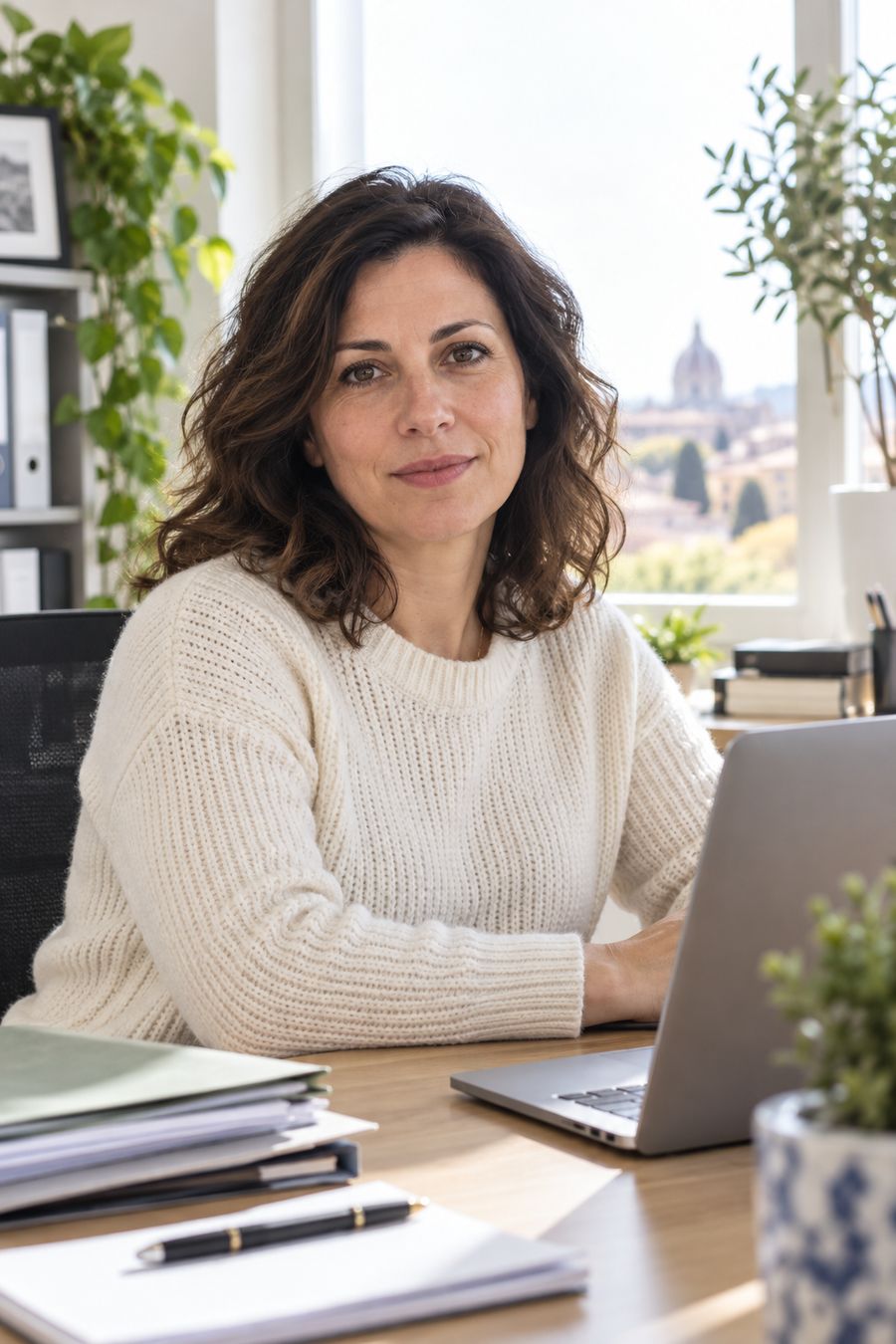 Ritratto di Giulia Ferrario alla scrivania